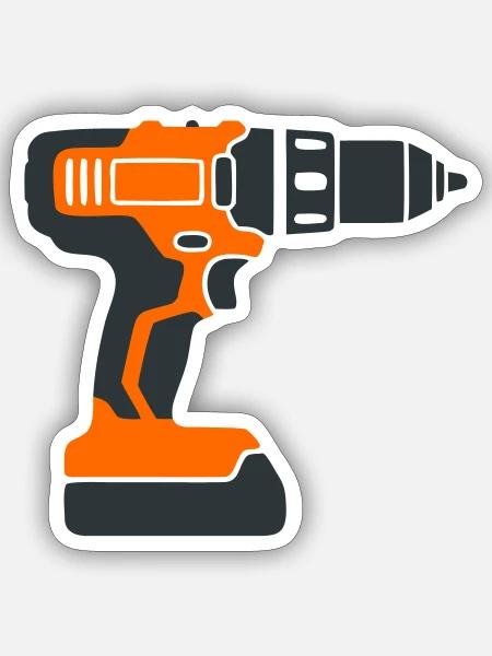 Akkuschrauber Werkzeug Grafik - Sticker Größe S (10 x 10 cm) - Mattweiß