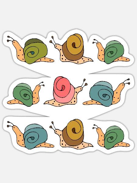 Schnecken - Sticker Größe S (10 x 10 cm) - Mattweiß