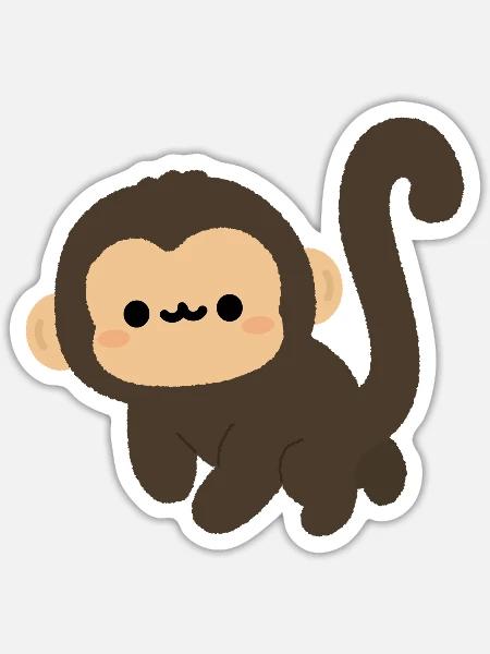 Spider Monkey Cartoon Charm - Sticker Größe S (10 x 10 cm) - Mattweiß