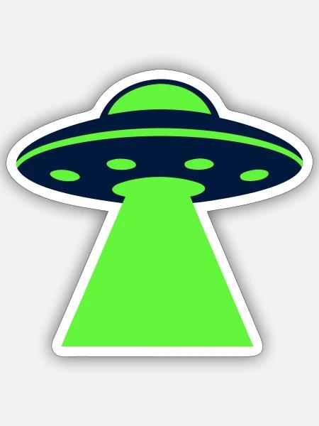 Ufo Alien Raumschiff Grafik - Sticker Größe S (10 x 10 cm) - Mattweiß