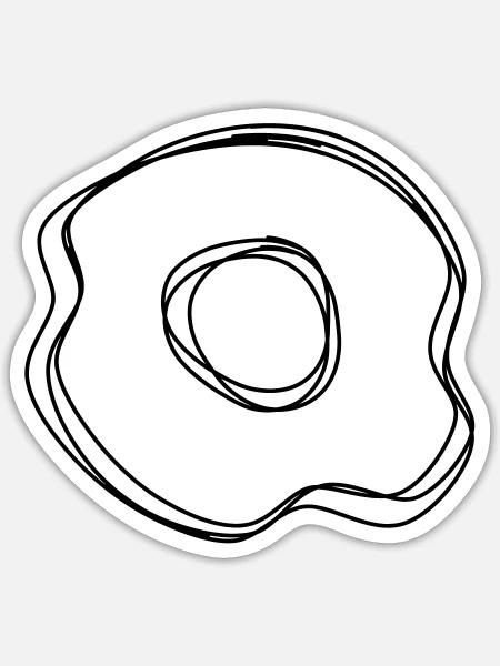Spiegelei handgezeichnet - Sticker Größe S (10 x 10 cm) - Mattweiß