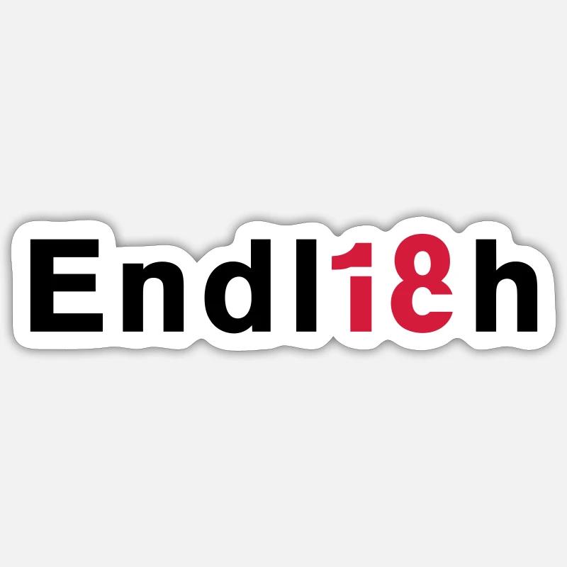 Endlich 18 Sticker Größe S (10 x 10 cm)