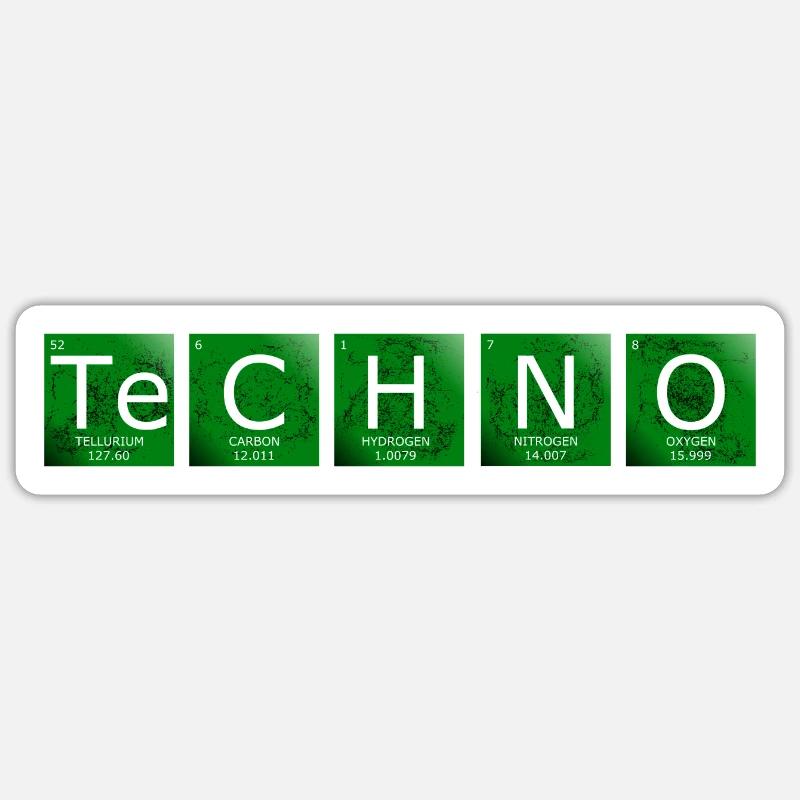 Techno - Sticker size S (10 x 10 cm) - white matte
