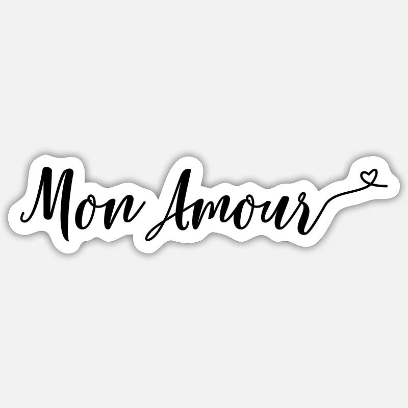 mon amour - Sticker Größe S (10 x 10 cm) - Mattweiß