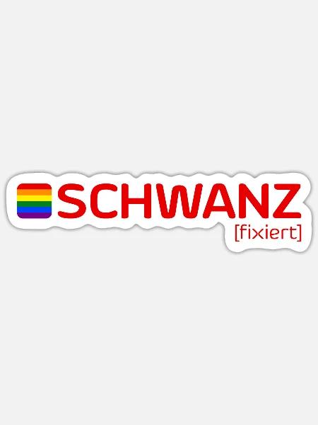 SCHWANZ [fixiert] - Sticker Größe S (10 x 10 cm) - Mattweiß