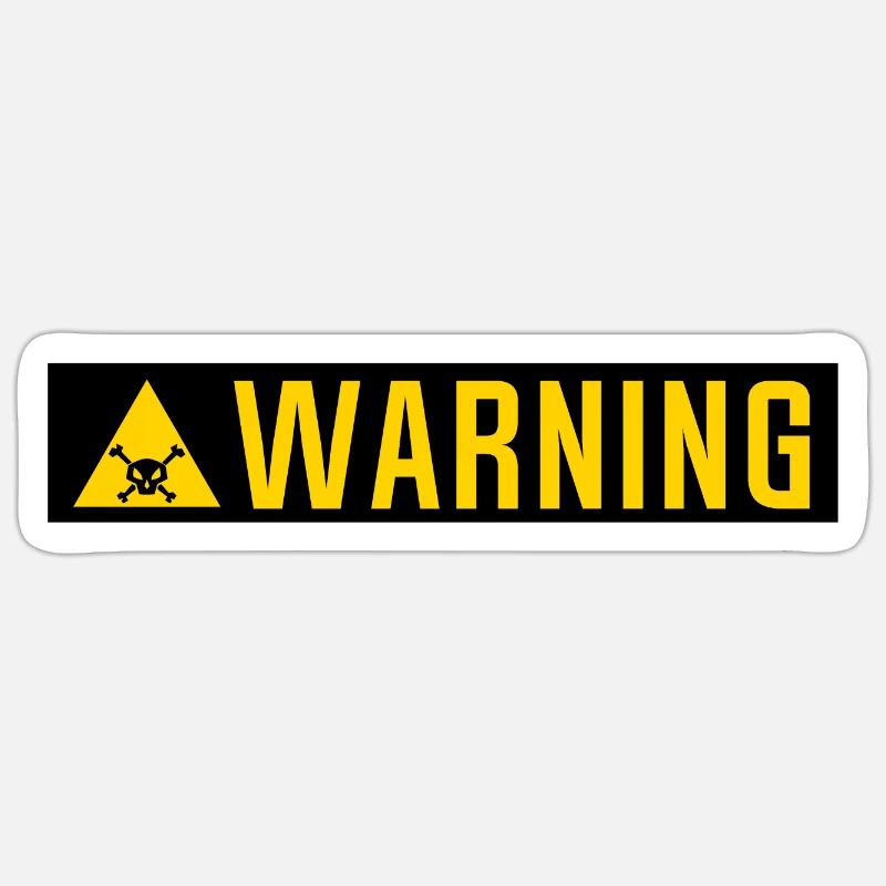 warning panel skull triangle plate - Sticker size S (10 x 10 cm) - white matte