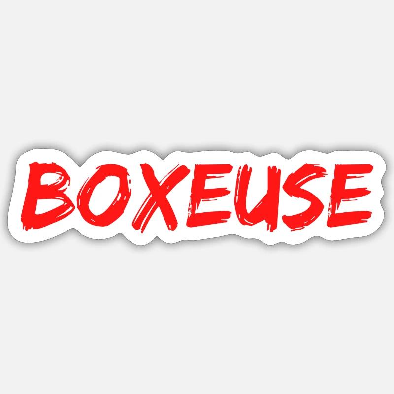 Boxeuse - Sticker taille S (10 x 10 cm) - blanc mat