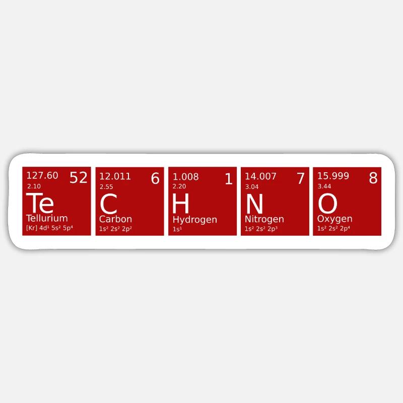 Techno Periodic Table Red - Sticker size S (10 x 10 cm) - white matte