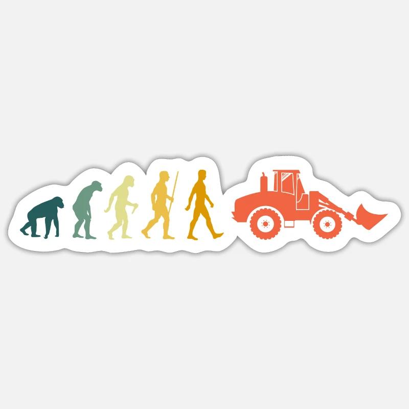 Radlader Evolution Retro Bagger Baustelle Sticker Größe S (10 x 10 cm)