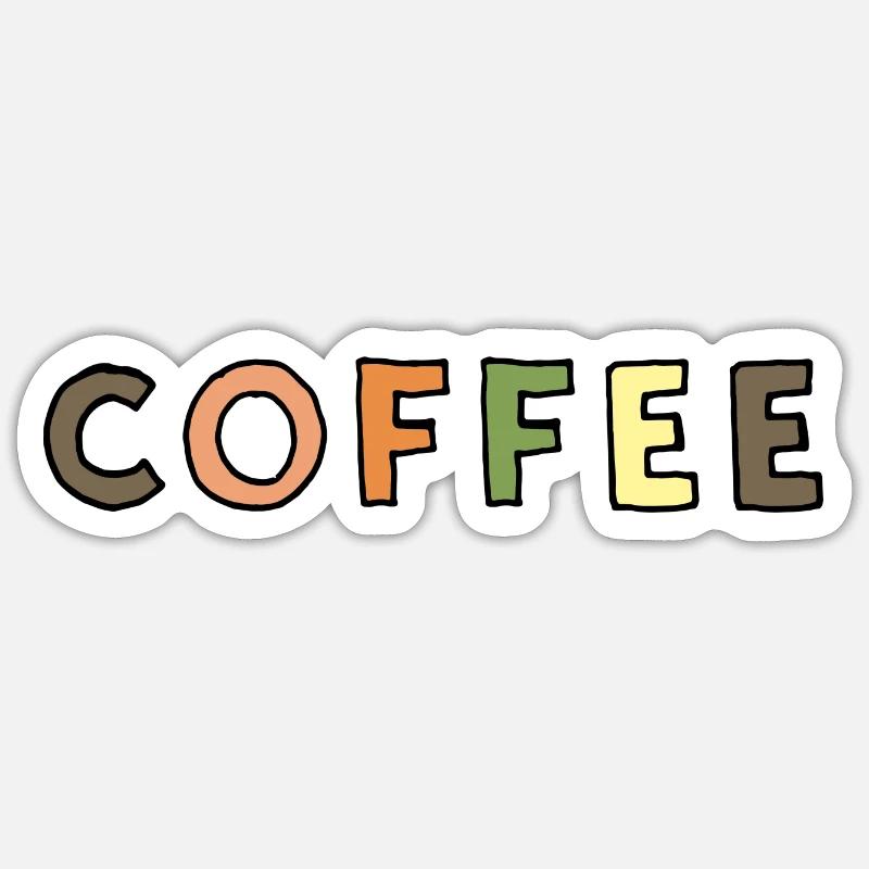 Café - Sticker taille S (10 x 10 cm) - blanc mat