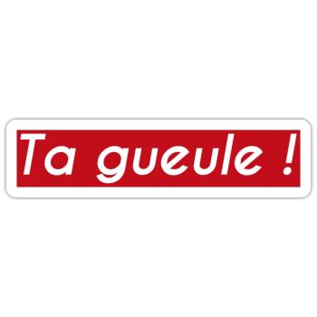 Ta gueule ! | skate deluxe | ferme ta gueule ! - Sticker taille S (10 x 10 cm) - blanc mat - Devant