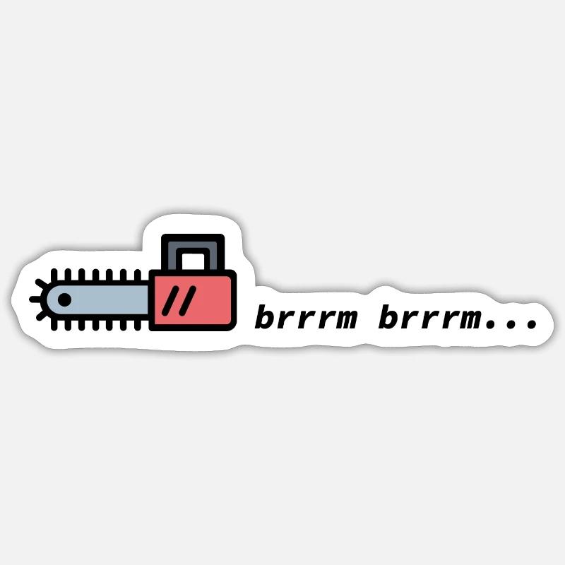 Tronçonneuse brrrm brrm Épicéa mopel Tronçonneuse Bois - Sticker taille S (10 x 10 cm) - blanc mat
