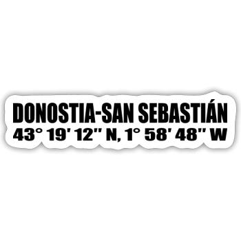 Donostia-San Sebastián coordinates - Sticker size S (10 x 10 cm) - white matte - Front