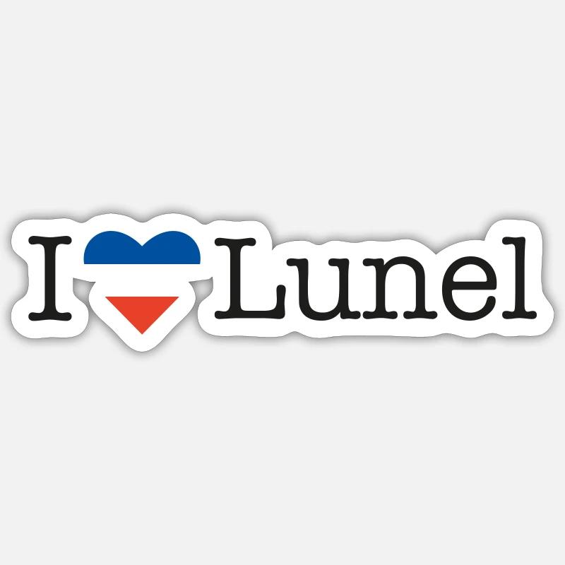 J’adore Lunel - Sticker taille S (10 x 10 cm) - blanc mat