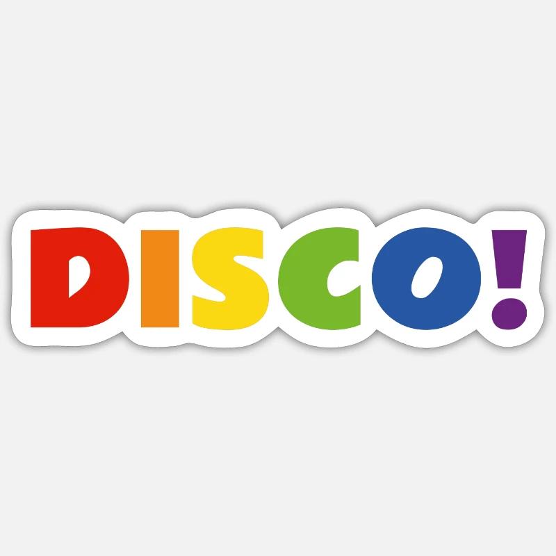 DISCO Regenbogen Text Sticker Größe S (10 x 10 cm)