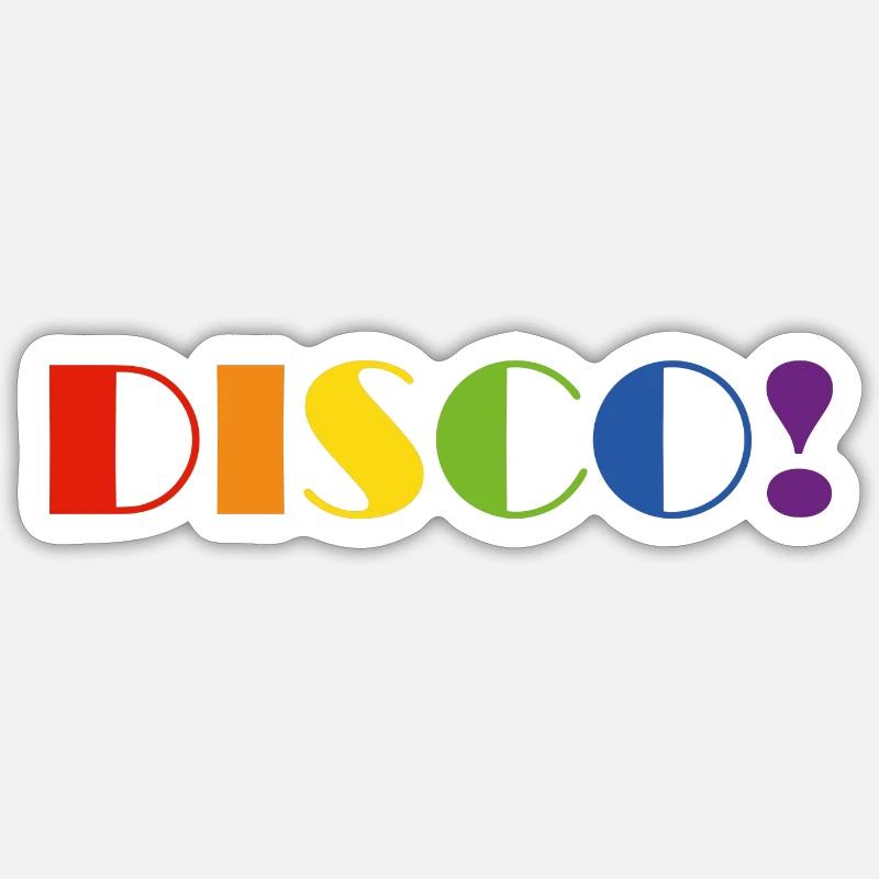 DISCO rainbow text - Sticker size S (10 x 10 cm) - white matte