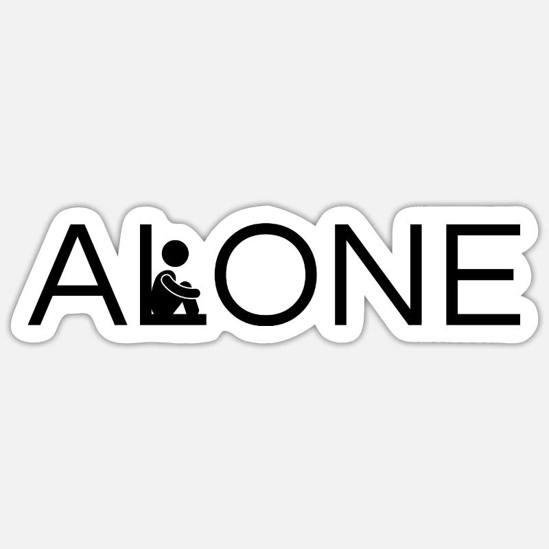 alone - Sticker taille S (10 x 10 cm) - blanc mat