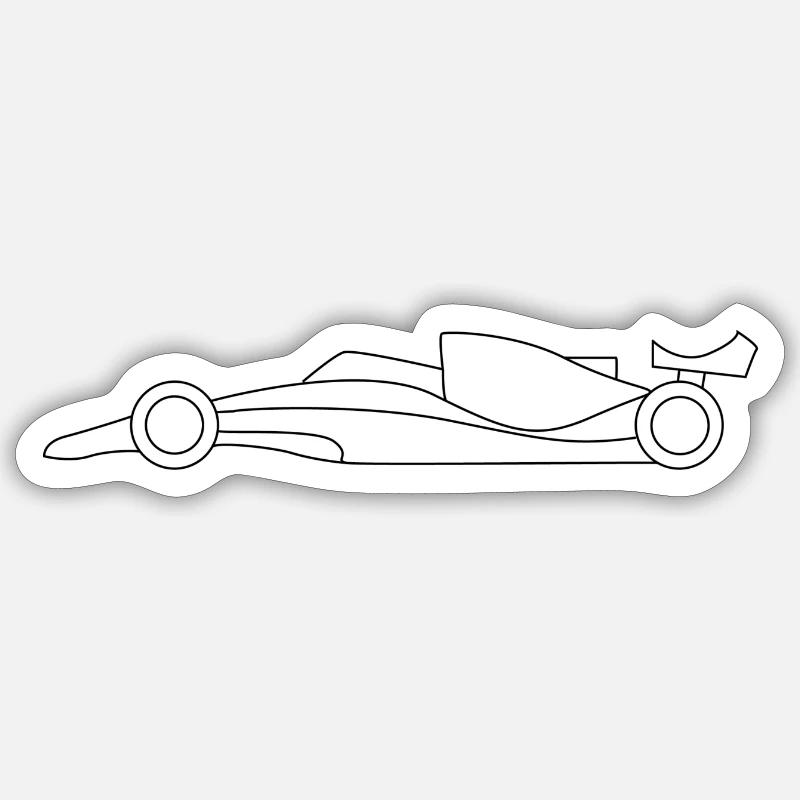 Racing car - Simple design - Sticker size S (10 x 10 cm) - white matte