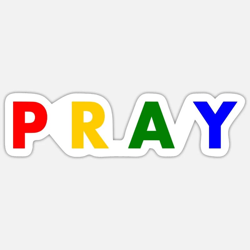 Pray - Sticker taille S (10 x 10 cm) - blanc mat