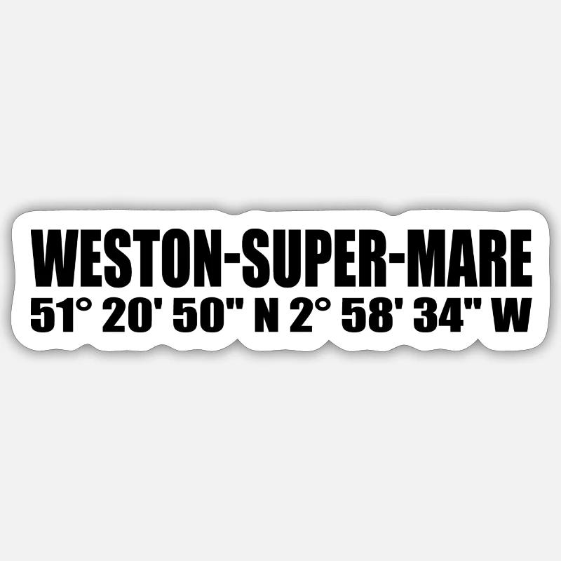Coordonnées Weston-super-Mare - Sticker taille S (10 x 10 cm) - blanc mat