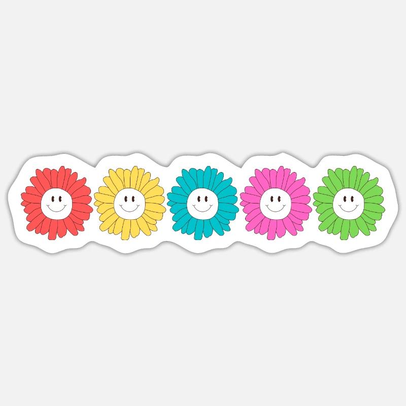 fleurs multicolore Sticker taille S (10 x 10 cm)