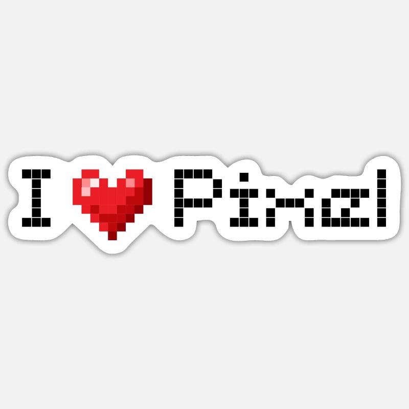 I love pixel - Sticker Größe S (10 x 10 cm) - Mattweiß
