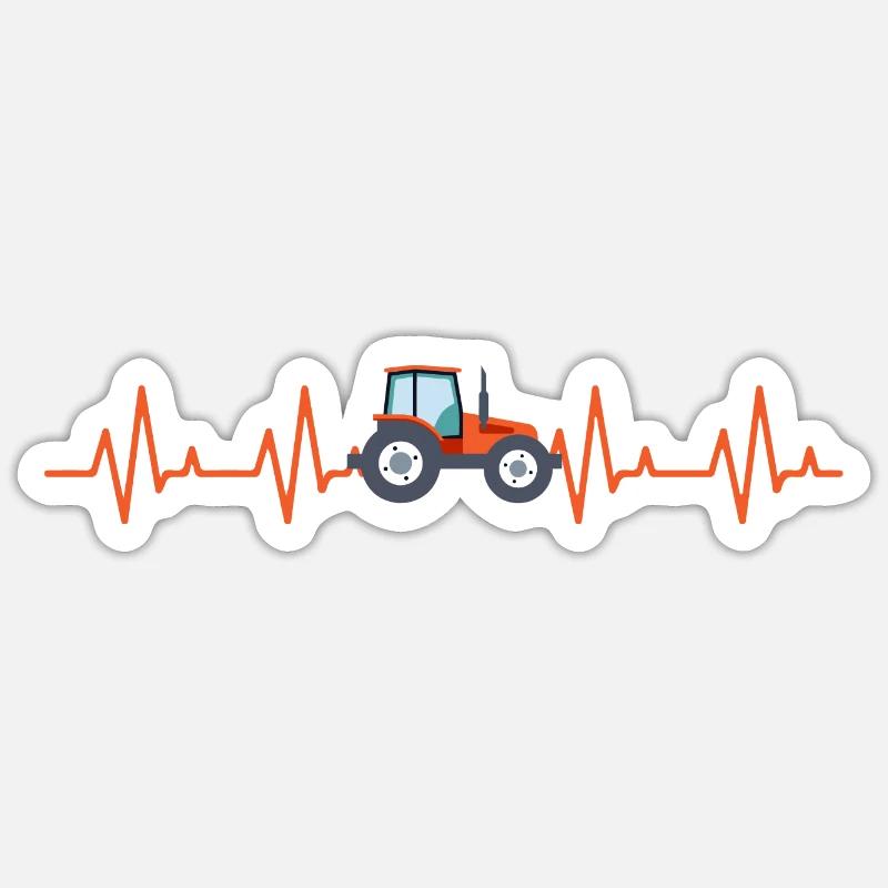 Farmer Traktorbauer Herzschlag - Sticker Größe S (10 x 10 cm) - Mattweiß