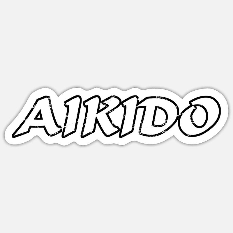 Aïkido - Sticker taille S (10 x 10 cm) - blanc mat