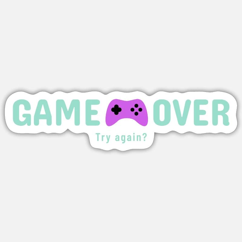 Game Over - Sticker Größe S (10 x 10 cm) - Mattweiß