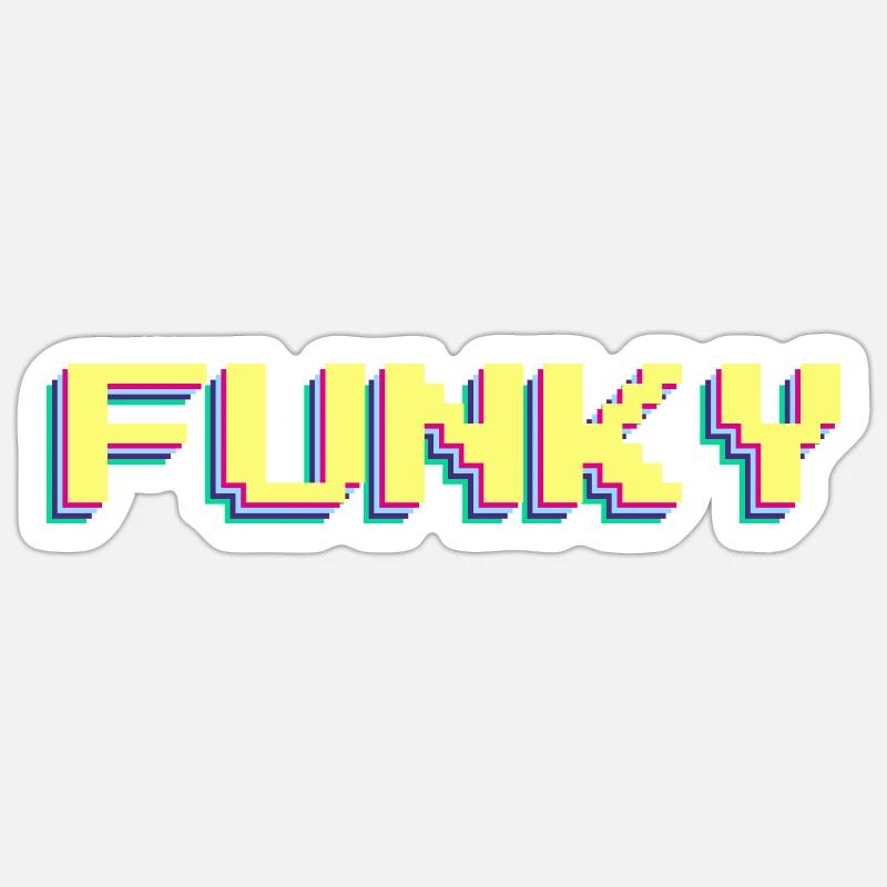 Funky 90er Pixel Wort Bunt - Sticker Größe S (10 x 10 cm) - Mattweiß
