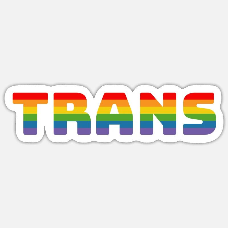 Rainbow Trans - Sticker taille S (10 x 10 cm) - blanc mat
