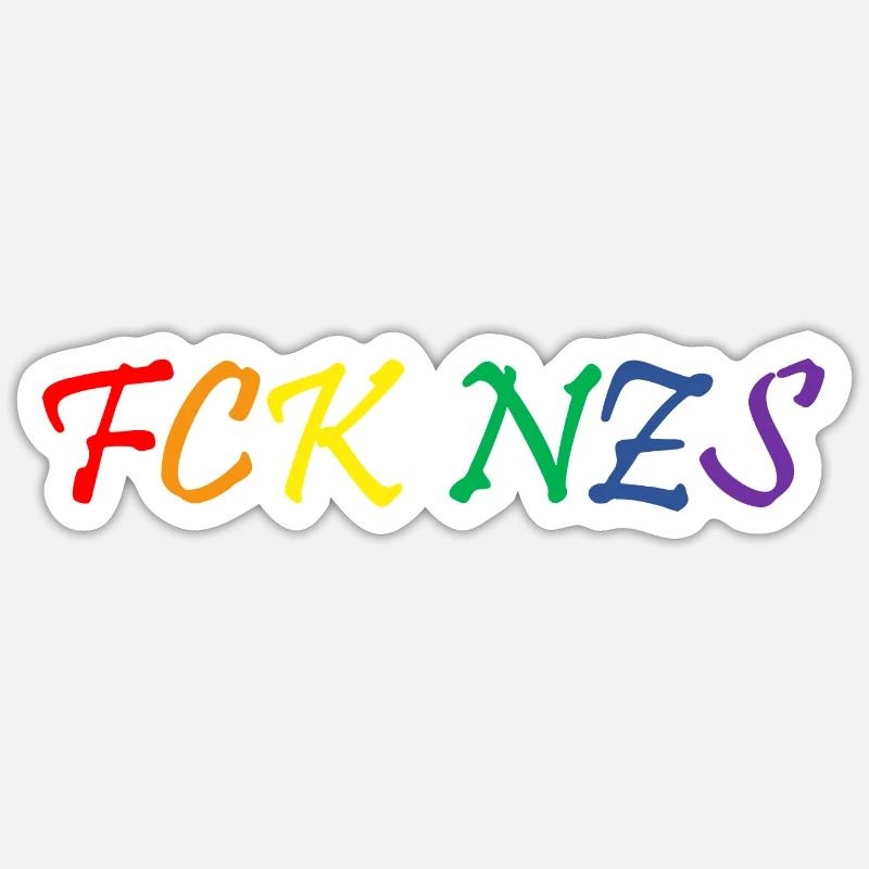 FCK NZS Rainbow - Sticker Größe S (10 x 10 cm) - Mattweiß