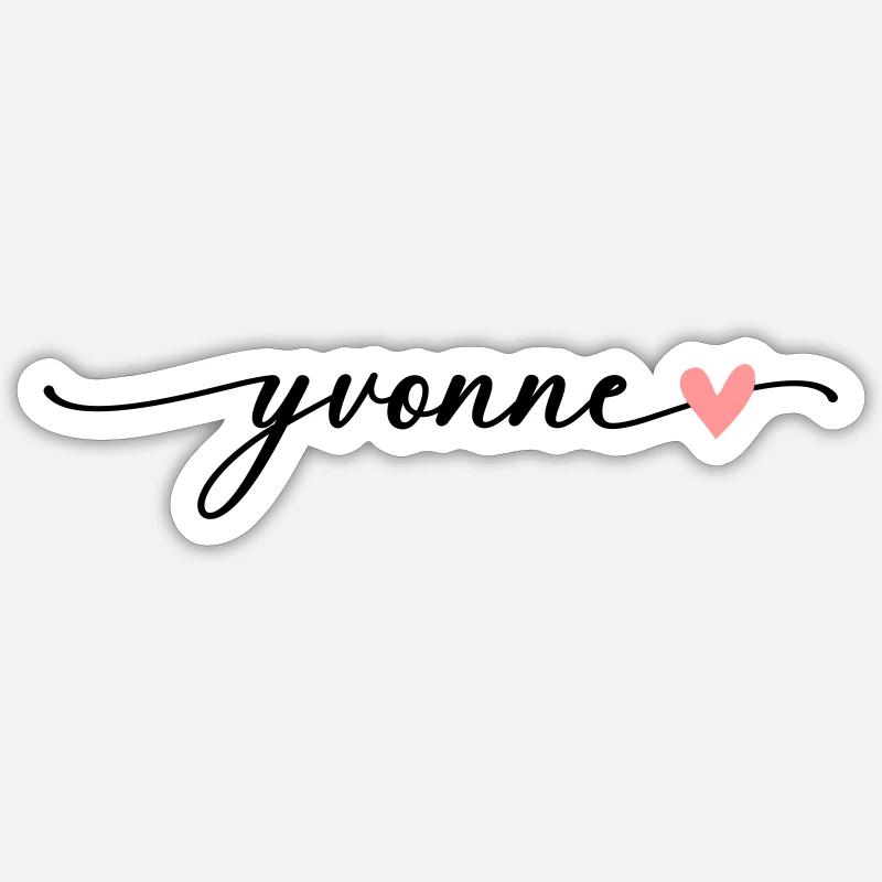 Yvonne Surname First name Calligraphy Script - Sticker size S (10 x 10 cm) - white matte