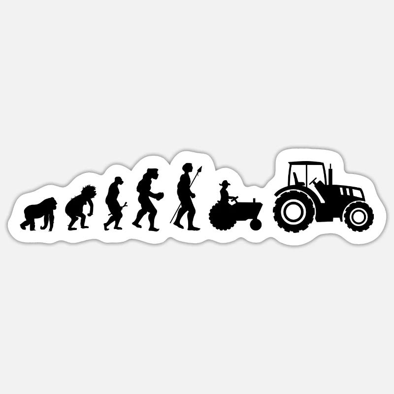 Évolution tracteur - Sticker taille S (10 x 10 cm) - blanc mat