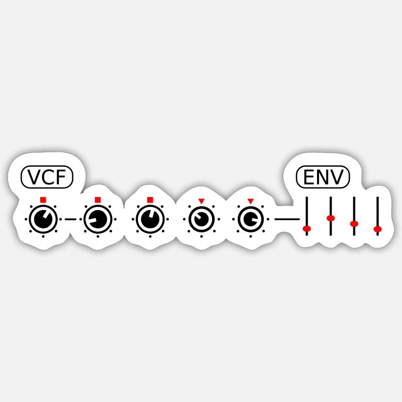 VCF Filter Potis Cutoff Synthesizer Regler analog - Sticker Größe S (10 x 10 cm) - Mattweiß