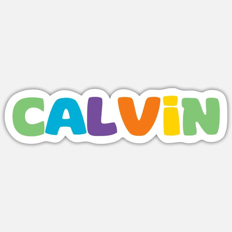 Name - Calvin - Sticker Größe S (10 x 10 cm) - Mattweiß