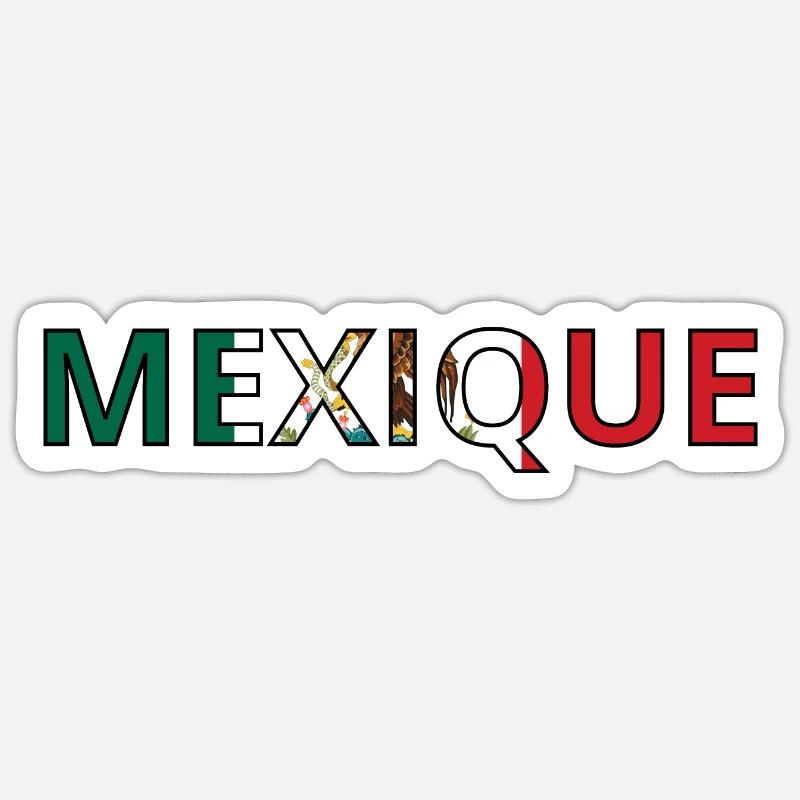 Drapeau Mexique - Sticker taille S (10 x 10 cm) - blanc mat