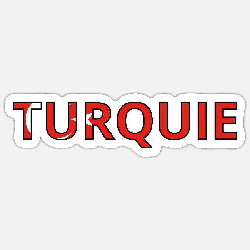 Drapeau Turquie - Sticker taille S (10 x 10 cm) - blanc mat
