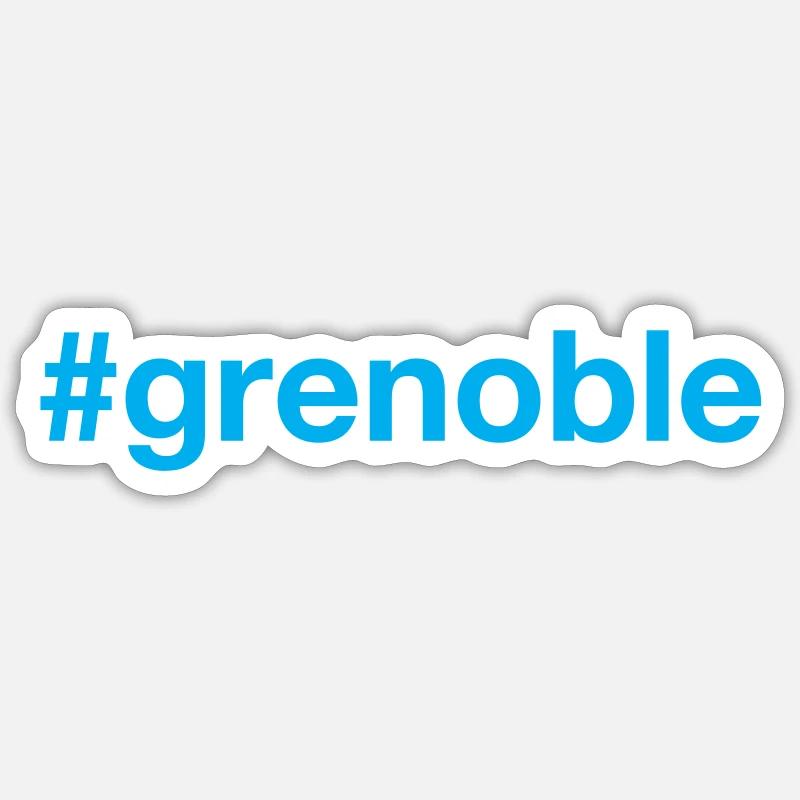 GRENOBLE Hashtag - Sticker taille S (10 x 10 cm) - blanc mat