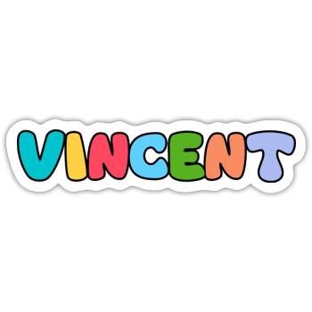 Name - Vincent - Sticker size S (10 x 10 cm) - white matte - Front