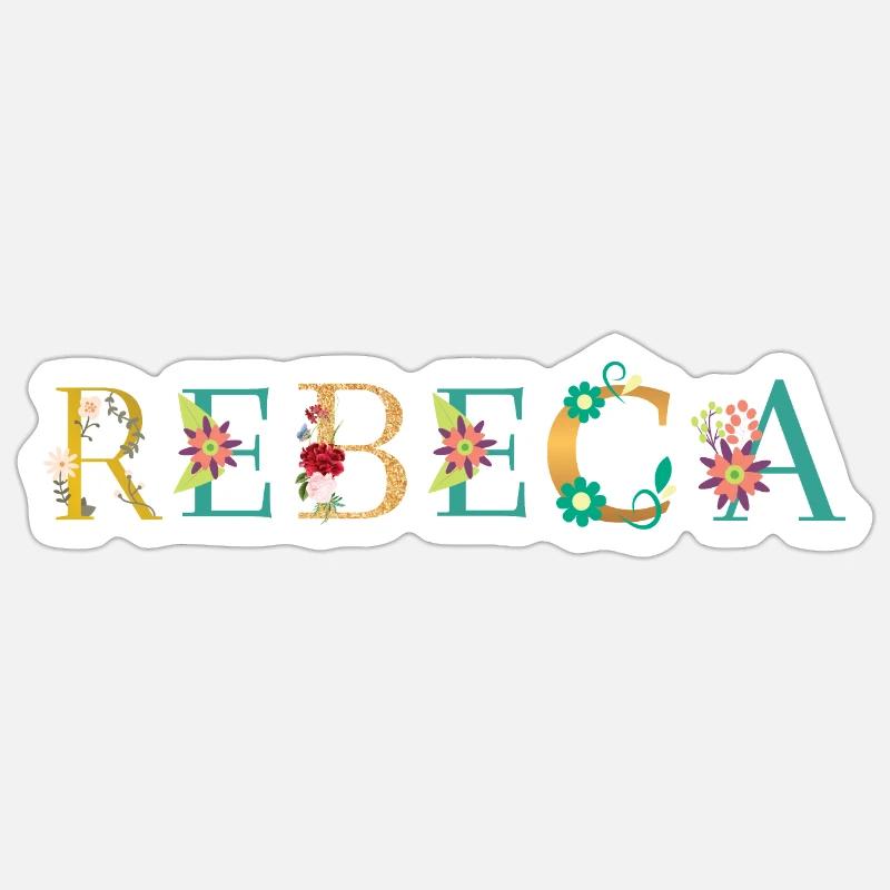 REBECA Name mit Blumen geschmückt - Sticker Größe S (10 x 10 cm) - Mattweiß