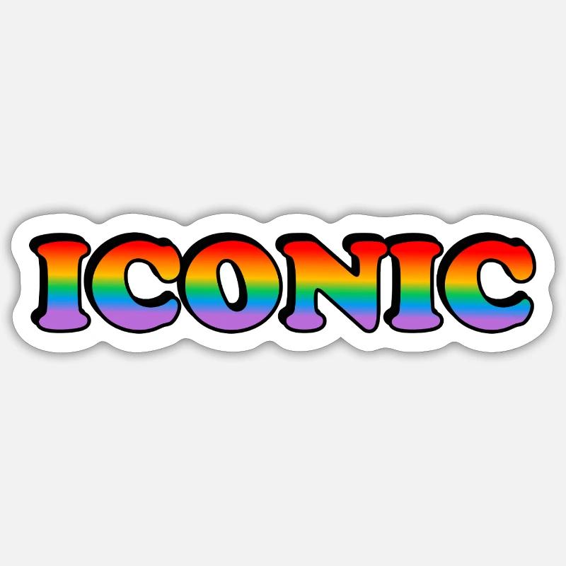 Ikonisch - Regenbogen Text LGBT Pride - Sticker Größe S (10 x 10 cm) - Mattweiß