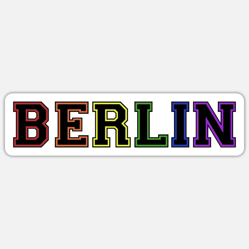Berlin Varsity Rainbow - Sticker Größe S (10 x 10 cm) - Mattweiß
