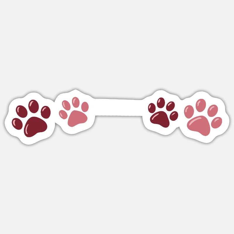 Two-tone red paw prints - Sticker size S (10 x 10 cm) - white matte