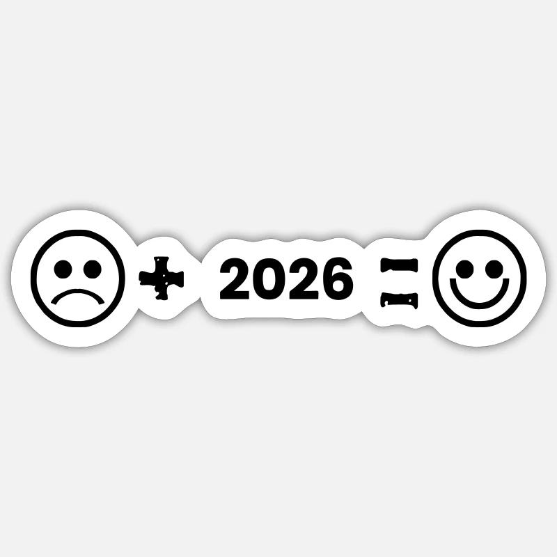 gluecklich_2026 - Sticker taille S (10 x 10 cm) - blanc mat