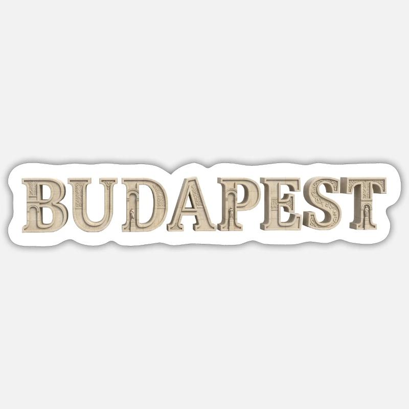 BUDAPEST – Architectural Stone Typography Sticker Größe S (10 x 10 cm)