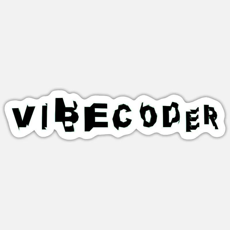 VibeCoder Glitch Neon - Sticker taille S (10 x 10 cm) - blanc mat