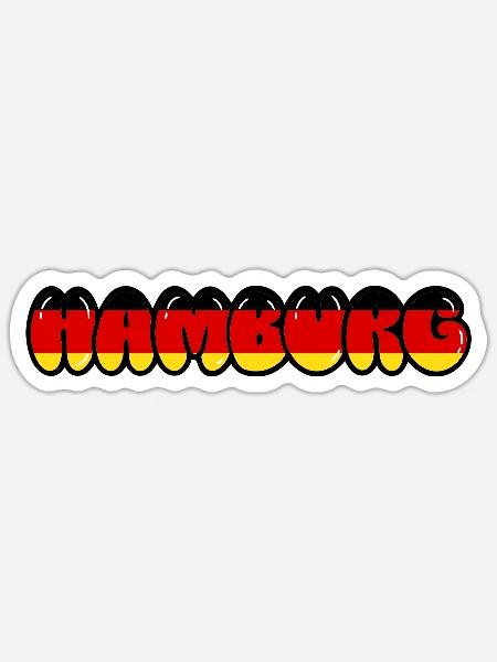 Retro-Typografie der Hamburger deutschen Flagge - Sticker Größe S (10 x 10 cm) - Mattweiß