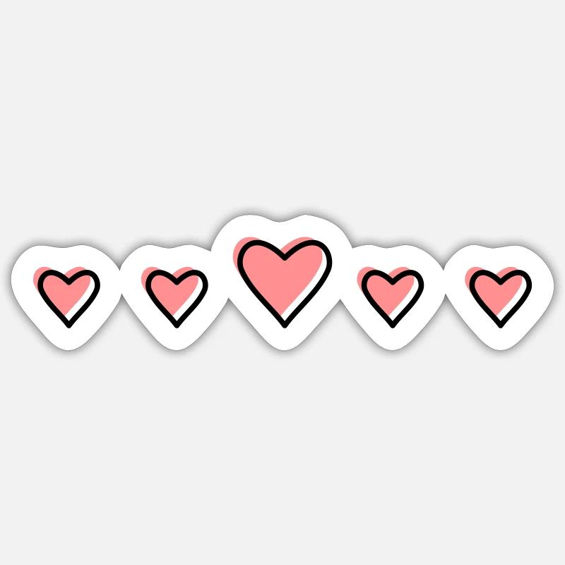 Herzchen in einer Reihe - Sticker Größe S (10 x 10 cm) - Mattweiß