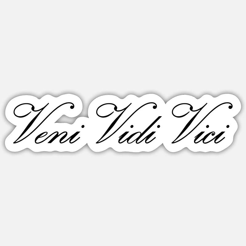 Texte Veni Vidi Vici Calli - Sticker taille S (10 x 10 cm) - blanc mat